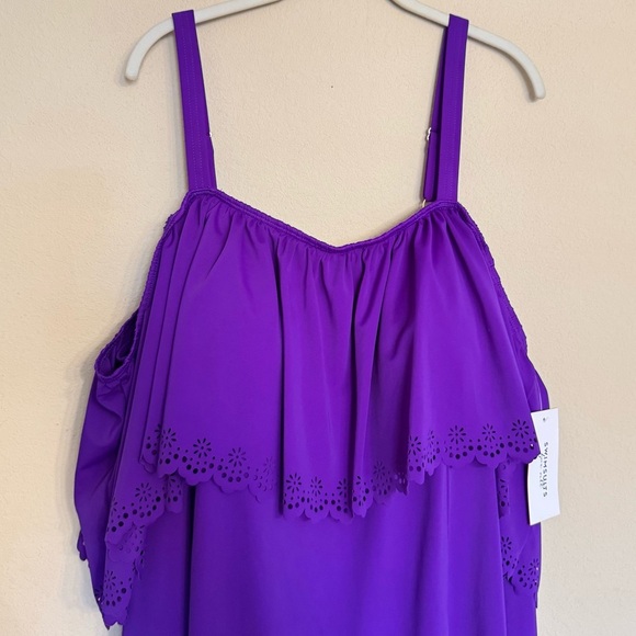 Swimsuits for All Plus Size 26 Chlorine Resistant Purple Tank Swimdress NEW - Picture 4 of 16
